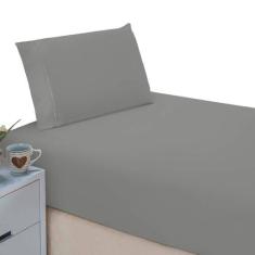 Jogo De Lençol Cama Solteiro 2 Peças 400 Fios C Elástico - Cores Lisas