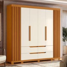Guarda-Roupa Casal Palumóveis Doble com Cabideiro, 6 Portas de Bater e 4 Gavetas - 240cm de Largura