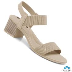 Sandália Feminina Comfortflex Salto Bloco Elástico Elegante Conforto, 