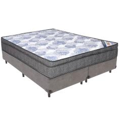 Cama Box Cinza e Colchão ISO  Molas Ensacadas Queen Ortobom