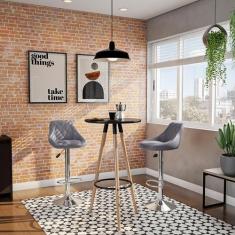 Banqueta Giratória Maite Cinza - Mobly