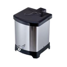 Lixeira Quadrada Inox Com Pedal Esfera - Tampa Plástica 15L - Aldinox