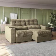 Sofá 230cm com Porta Copos Retrátil e Reclinável Premier - Kappesberg