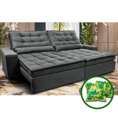 Sofá Retrátil e Reclinável 3,12m Molas Ensacadas Cama inBox Catar. Velusoft