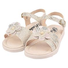 Sandália Infantil Menina Textura e Flor Prata