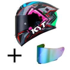 Capacete KYT TT Course Ratthapark Play Preto Mais Viseira Camaleão