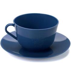 Xícara de Chá com Pires em Plástico Zeek Linha Classic, AZUL EGEU