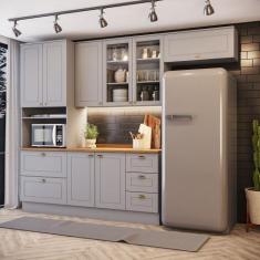 Cozinha Compacta 4 Peças Com Aéreo Basculante Amy Casa 812, Cinza