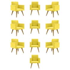 Kit 10 Cadeiras Poltronas Decorativa - Escritório - Recepção Cor:amarelo