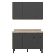 Cozinha Modulada Composição 10 Firenze 2 Peças Avena Grafito - Demóbile Avena Grafito