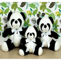 URSO PANDA PELUCIA - 18/22/26cm, PARA DECORAÇAO E NICHO - CKD CONFECCO
