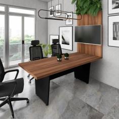 Mesa de Escritório 2,00m e Painel de TV com Passa Cabos F5 - F5 Office