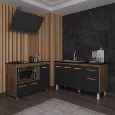 Armário Camila Cozinha Gabinete de Pia 140 cm e Balcão para Cooktop 4 