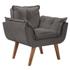 Poltrona Opalla 1 Lugar Suede Grafite Cinza