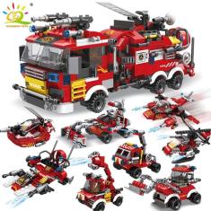 HUIQIBAO Ship Building Blocks 806pcs Bombeiros Caminhões Carro Heli