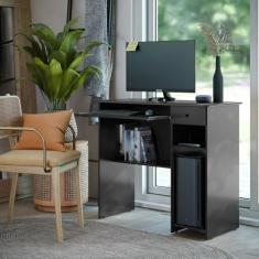 Mesa De Computador Escrivaninha Viena Com Bandeja Retrátil 1 Gaveta Auxiliar - Preto