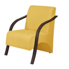 Poltrona Vênus 1 Lugar Braço Madeira DSalla Suede - D Salla, Amarelo