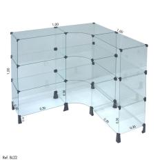 Balcão de Atendimento L Modulado em Vidro 1,00 x 1,00 x 1,00
