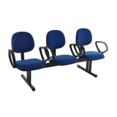 Cadeira Executiva Em Longarina Com 3 Lugares Linha Robust Azul - Desig