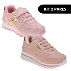 Kit 2 Tênis Infantil Feminino Casual e Escolar-Feminino