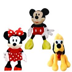 03 Pelúcias Mickey Minnie e Pluto 45cm
