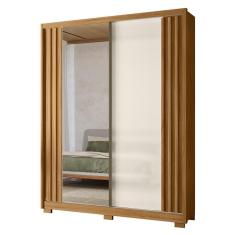 Guarda Roupa Solteiro Colorado Ripado 2 Portas Deslizantes com Espelho - Moval