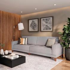 Sofá Oslo 4 Lugares Linho Cinza 280 cm - Mobly