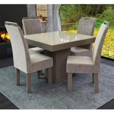 Conjunto Mesa Quadrada New Nevada com 4 Cadeiras Talismã, Tabaco/Fendi
