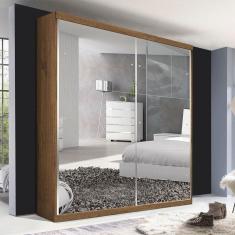 Guarda Roupa Solteiro 2 Portas De Correr 2 Gavetas E 6 Espelhos Salvador Top Minastex Freijó