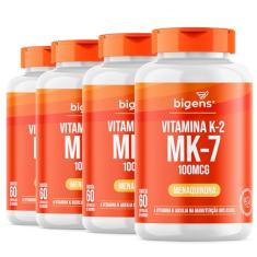Vitamina K2 Mk-7, (Mk7) 100 Mcg, Biogens, Kit 4x 60 cápsulas