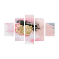 Quadro Abstrato Manchas Preto Branco E Amarelo Canvas 110X65 - Plimsho