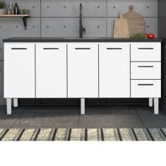 Balcão para Pia de Cozinha 200cm 4 Portas 3 Gavetas Vênus Yescasa