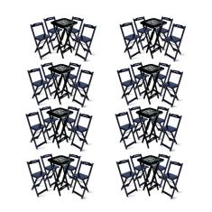 Kit 8 Conjuntos De Mesa Bistrô Dobrável Jack Daniel`s Com 4 Banquetas De Madeira Preta