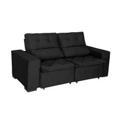 Sofá Soft Slim 3 Lugares Retrátil e Reclinável 2,00m Suede Preto Sofá 
