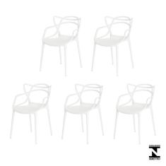 Kit 5 Cadeiras Allegra Branca Sala Cozinha Jantar