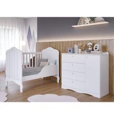 Quarto de Bebê 2 Peças com Berço Cômoda 4 Gavetas Espresso Móveis
