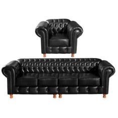 Conjunto de Sofá 4 Lugares e 1 Poltrona Chesterfield Luís Xv - BELLA D