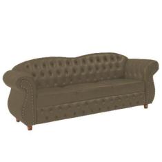 Sofá Chesterfield Merlo 3 lugares 1,80 - Suede Bege / Decoração, recep