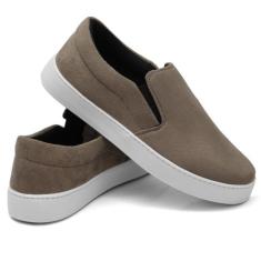 Tênis Slip On Liso Basico Amanda Block com Elástico e Sola Costurada, 