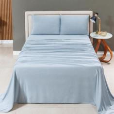 Jogo Lençol Cama Casal King 4 Peças Malha 100% Algodão Liso Luxo Macio