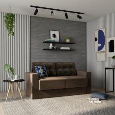 Sofá 3 Lugares Retrátil Colônia Suede Marrom 180 cm