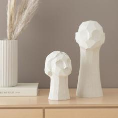 Escultura Decorativa "Rosto" Em Poliresina Off White 39x16 cm M02 - D'