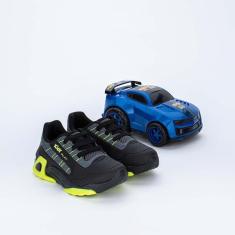 Tênis Infantil Kidy Play Preto e Amarelo Neon com-Masculino