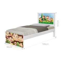 Cama Solteiro Safari Macaquinhos com Colchão