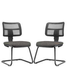 Kit 02 Cadeiras De Escritório Fixa L02 Zip Cinza Escuro