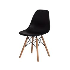 Cadeira Charles Eames Eiffel Preta Base Madeira