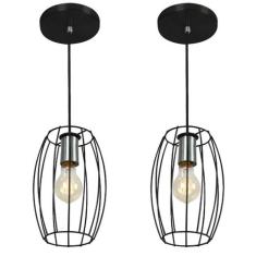 Kit 2 Pendentes Pequim Aramado Preto - MARRYLUZ