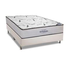 Cama Box Casal: Colchão Espuma Ortobom D45 High Foam + Base crc Courano White(138x188)