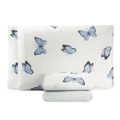 Jogo De Lençol King Essencialle 150 Fios 4 Peças Borboletas Azuis