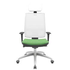 Cadeira Office Brizza Tela Branca Com Encosto Assento Poliéster Verde 